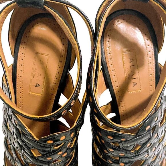 Alaïa Black Leather Caged High Heel Sandal with Ankle Strap, Size 36 EU, in Box - Picture 10 of 16